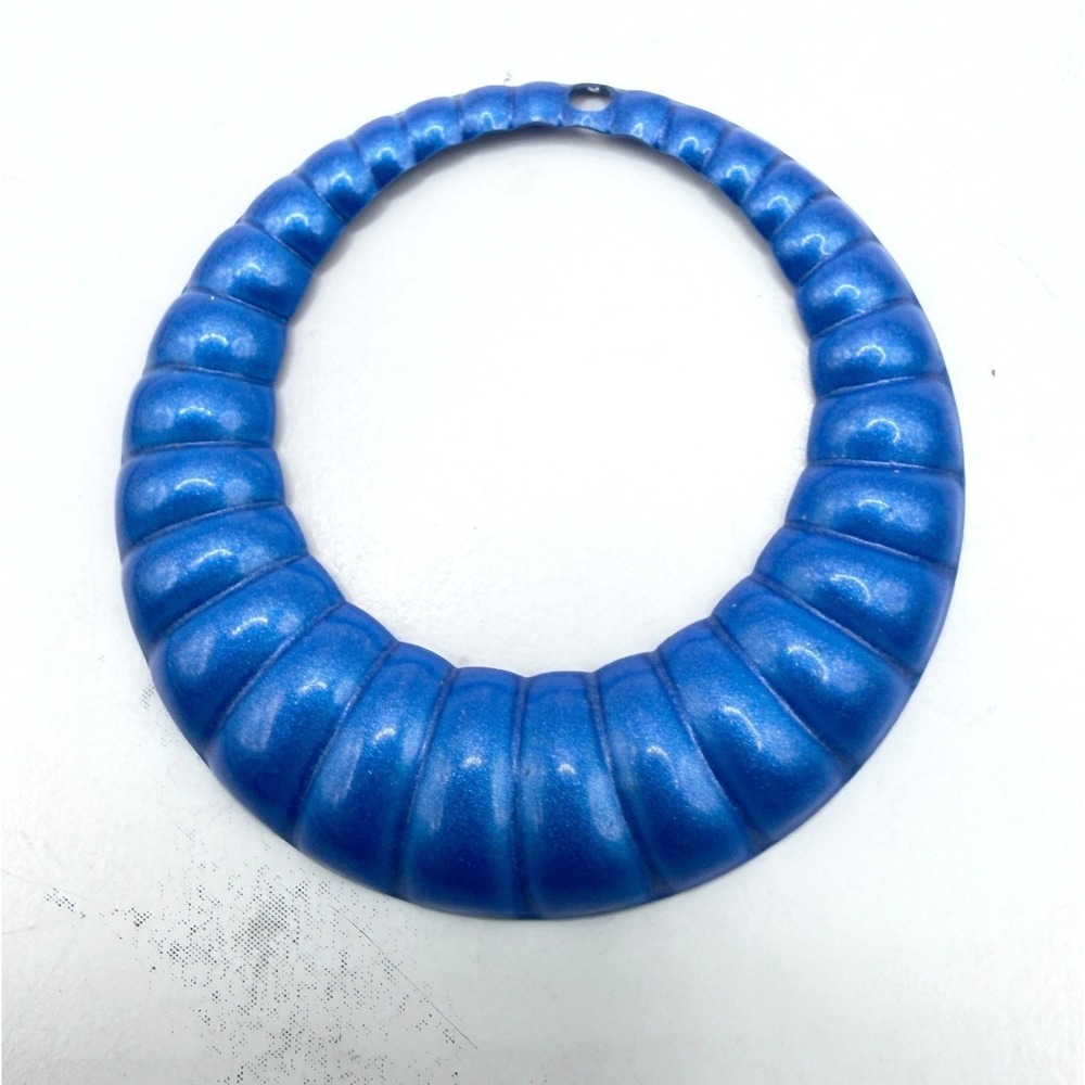 Bold Blue Statement Pendant Lightweight‎ Metal Large Modernist Focal Piece